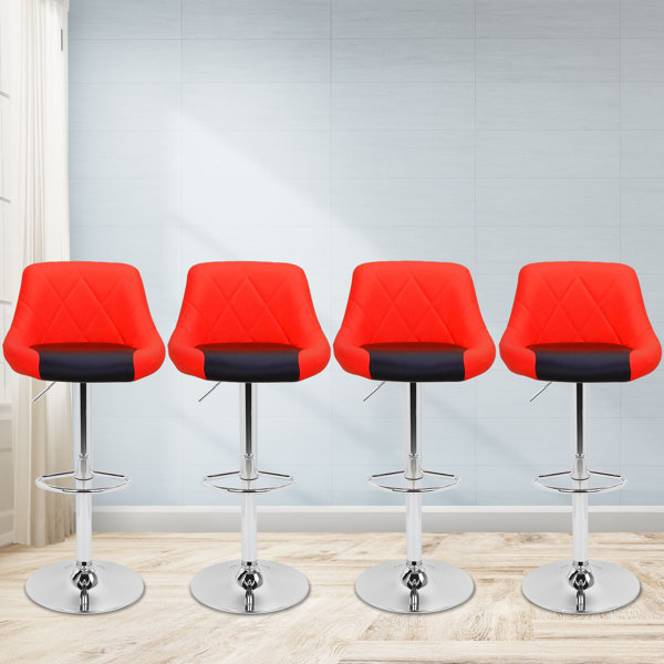 Orren Ellis Marroquin Faux Leather Adjustable Height Swivel Bar Stool